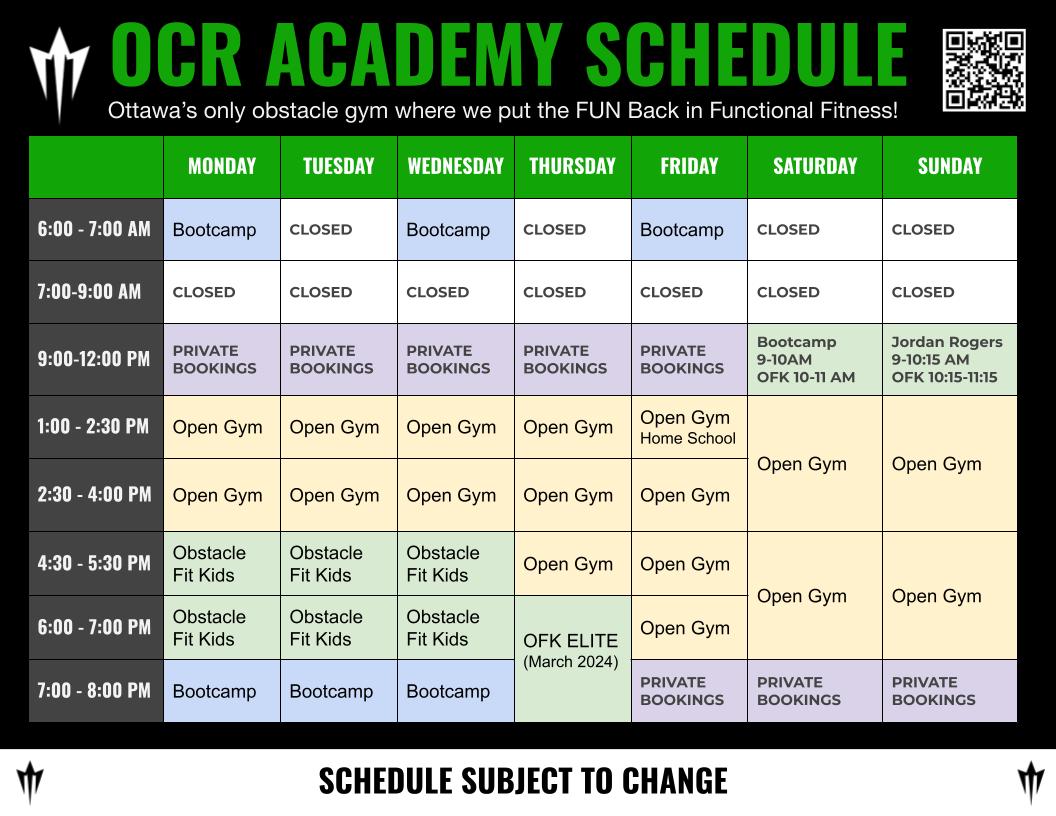 OCR Schedule - March 2024 Schedule